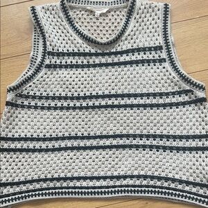 Solitaire Cream and Black Crochet Knit Tank Top